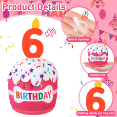 Dansydaisy juguete-peluche-perro-cumpleanos-rosa: juguete suave y sonoro para juego diario