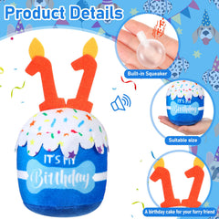 Dansydaisy pastel-cumpleanos-perro-3d-azul, vela 3D para fiesta y foto.