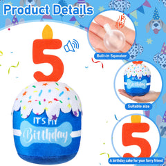 Dansydaisy juguete azul de cumpleaños para perro, enfoque en diseño 3D para fiesta.