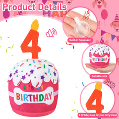 Dansydaisy pastel de cumpleaños para perro rosa, vista lateral, enfoque en diseño 3D