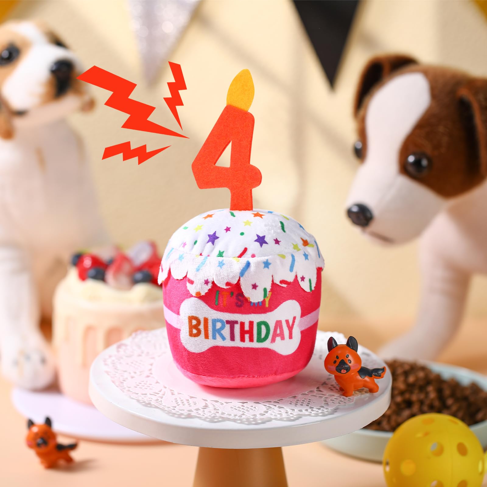 Dansydaisy pastel de cumpleaños para perro rosa, fácil de lavar y limpiar