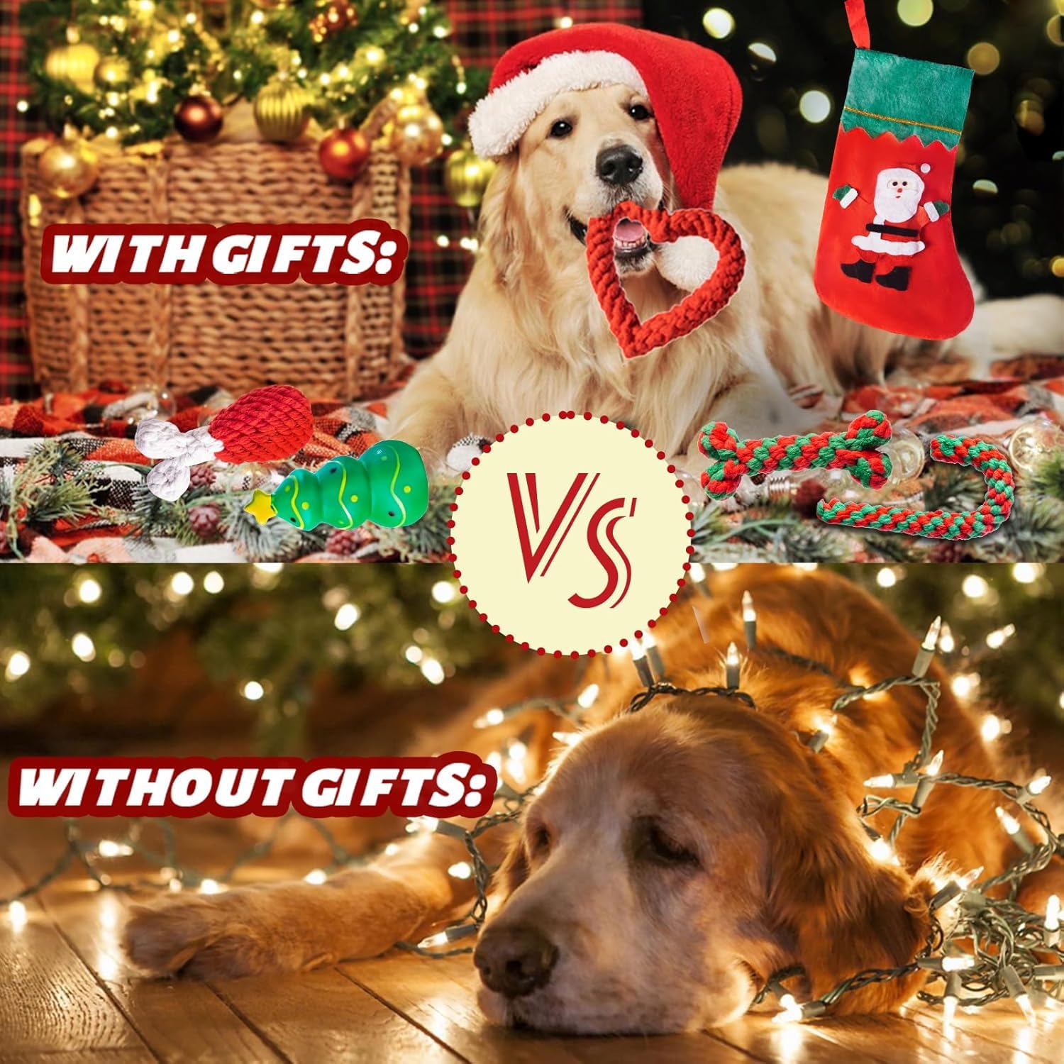 DARDOHIA Calcetín navideño organizador para perro, guarda juguetes y evita desorden.