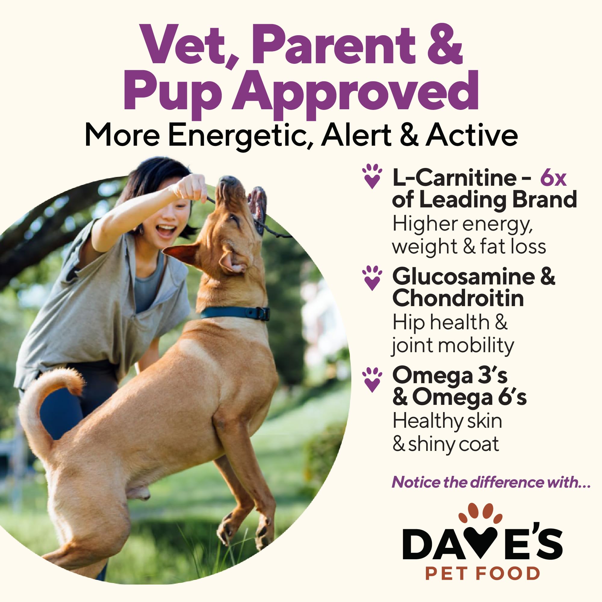 Dave's Pet Food arándanos y zanahorias antioxidantes en lata.