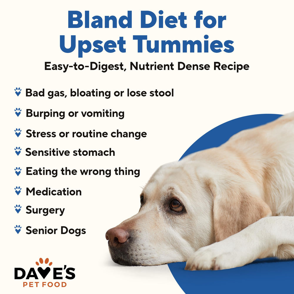 Etiqueta de Dave's Bland Diet con ingredientes simples sin gluten.