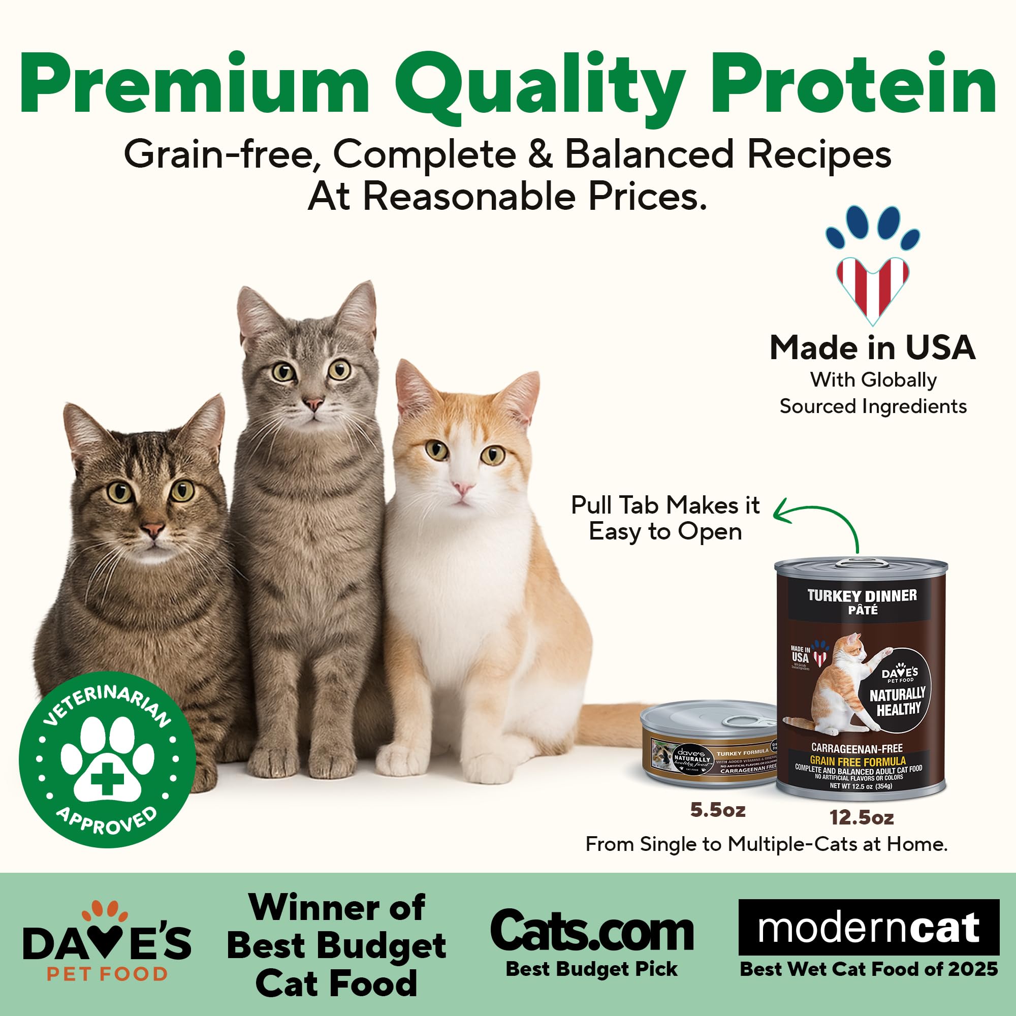 Dave's Pet Food lata de pavo, servicio práctico para alimentación e hidratación del gato