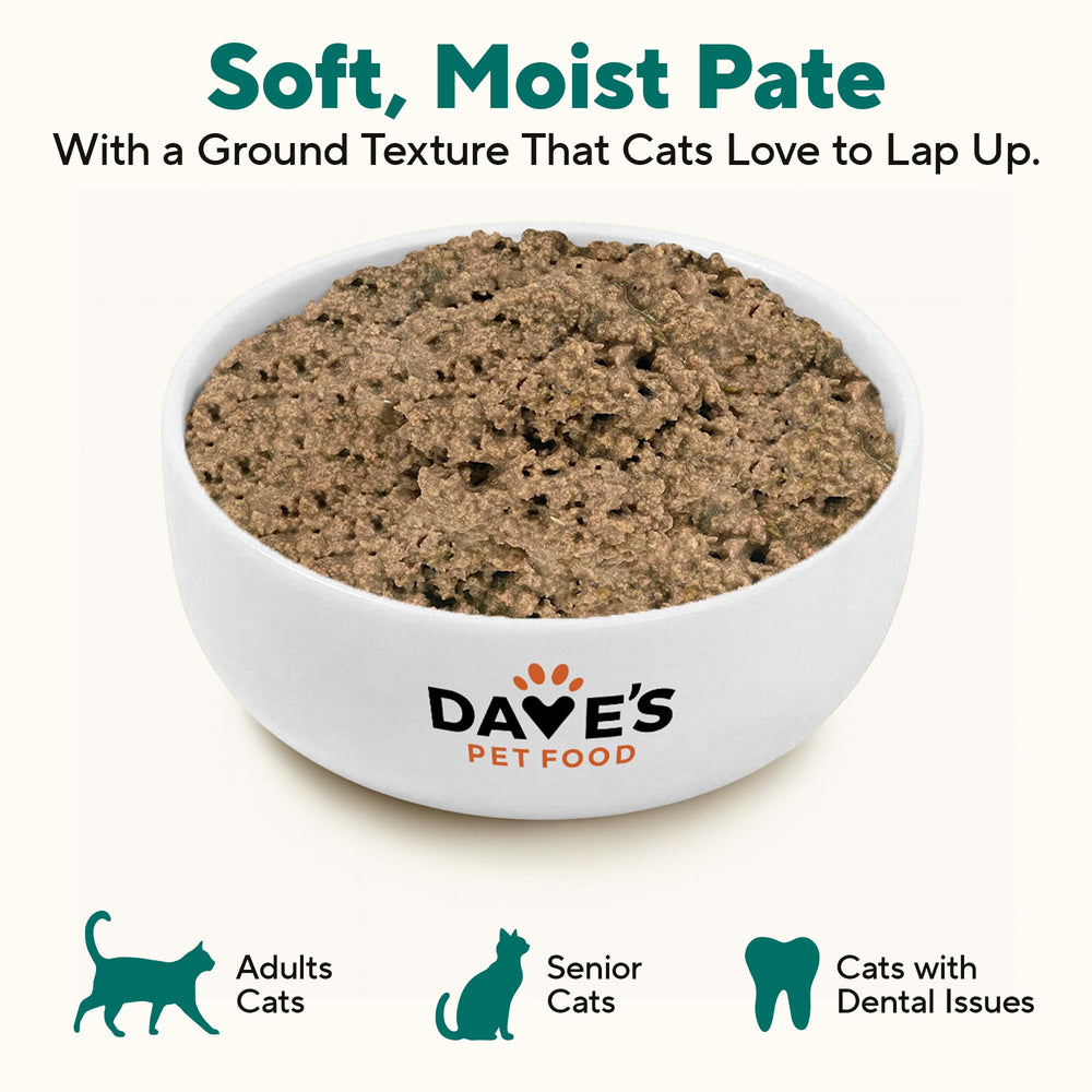 Dave's Pet Food Gato Pavo y Menudillos Pate: ingredientes naturales sin grano.