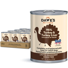 Dave's Pet Food Lata Higado Pavo: fuente única de proteína para perros sensibles