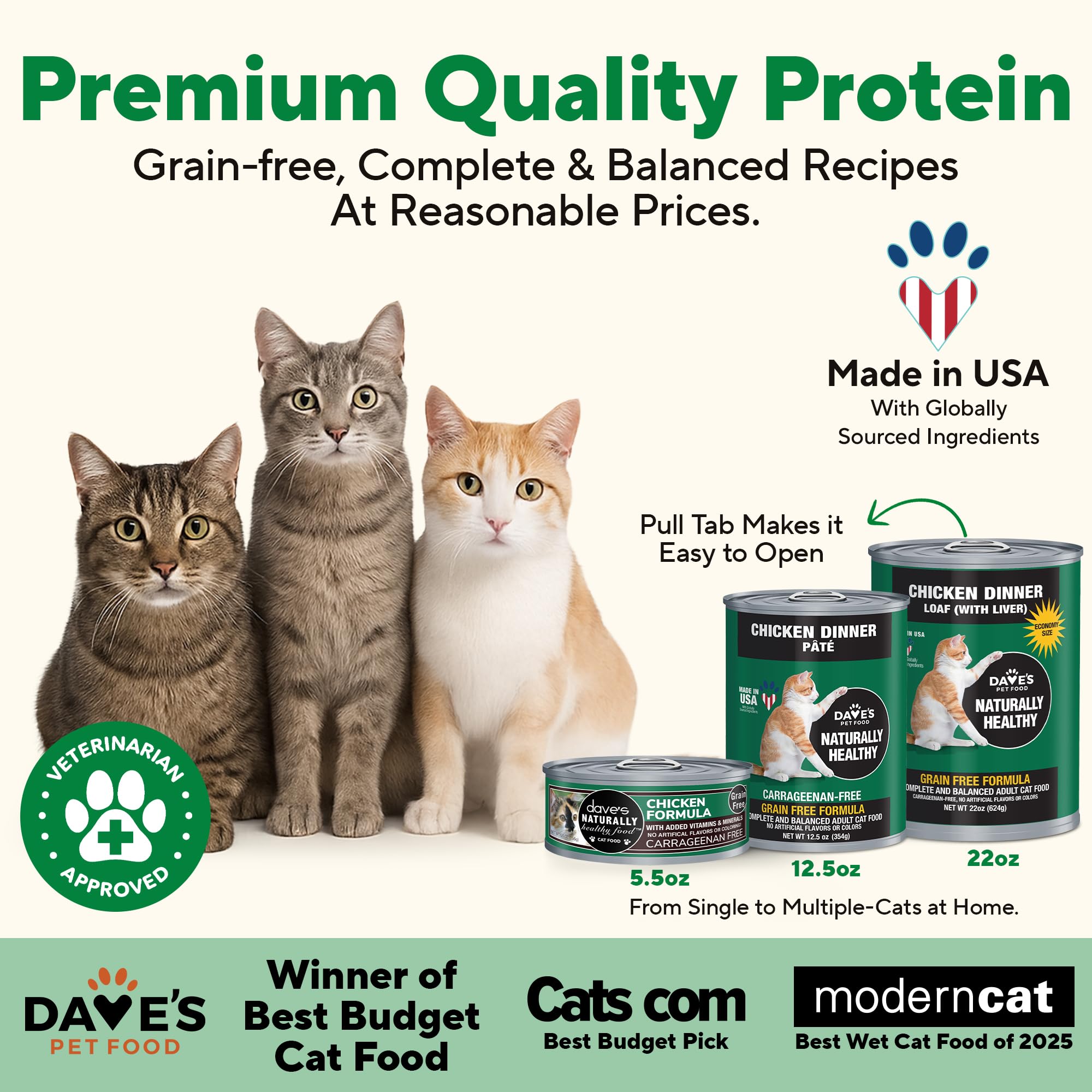 Paquete de 12 latas de Dave's Pet Food para gatos, fácil de almacenar