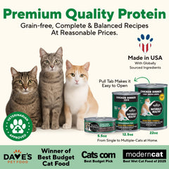 Paquete de 12 latas de Dave's Pet Food para gatos, fácil de almacenar