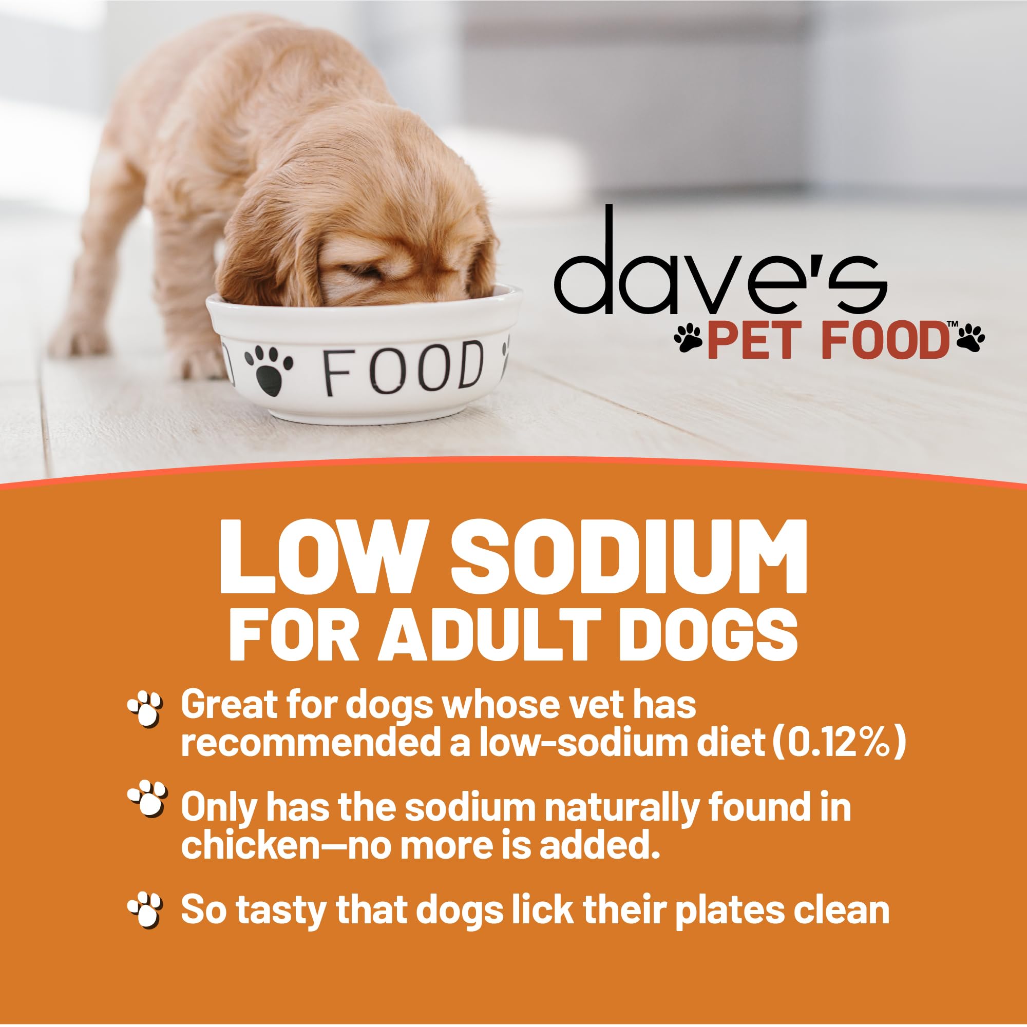 Dave's Pet Food pate de pollo en lata, sabor jugoso para estimular apetito