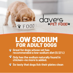 Dave's Pet Food pate de pollo en lata, sabor jugoso para estimular apetito