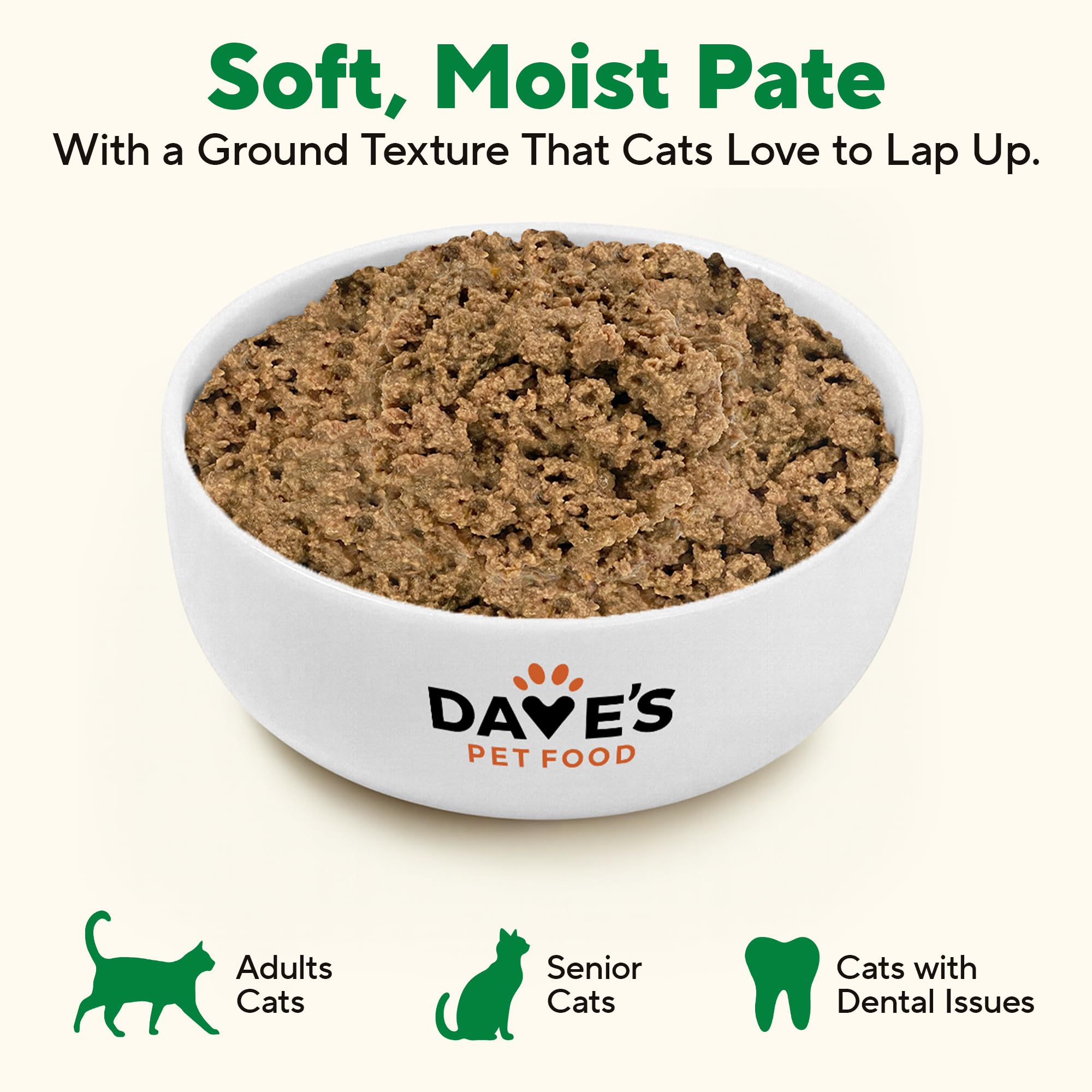 Producto fabricado en Estados Unidos por Dave's Pet Food, calidad doméstica