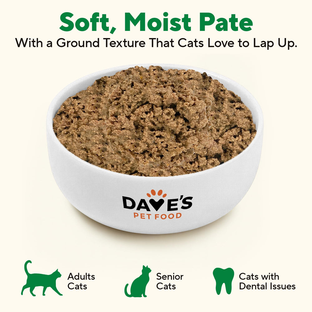 Producto fabricado en Estados Unidos por Dave's Pet Food, calidad doméstica