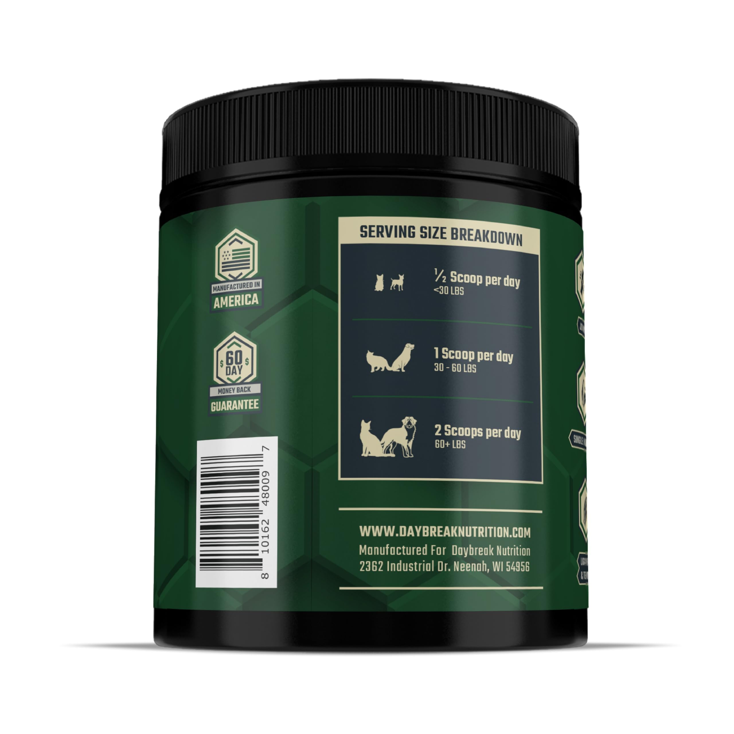 Garantía de 60 días Daybreak Nutrition para satisfacción del cliente.