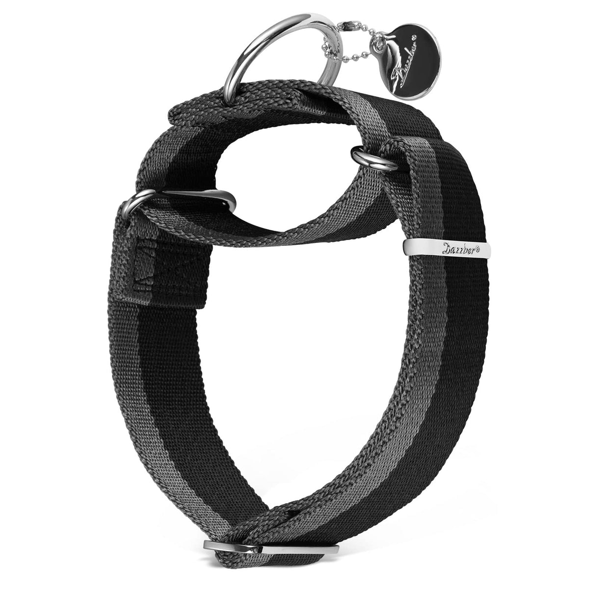 Dazzber collar martingale de 1,5 pulgadas, vista frontal, ideal para evitar escapes.