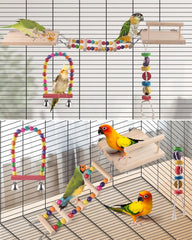 DBNESS columpio de madera para pájaros descanso activo y juego