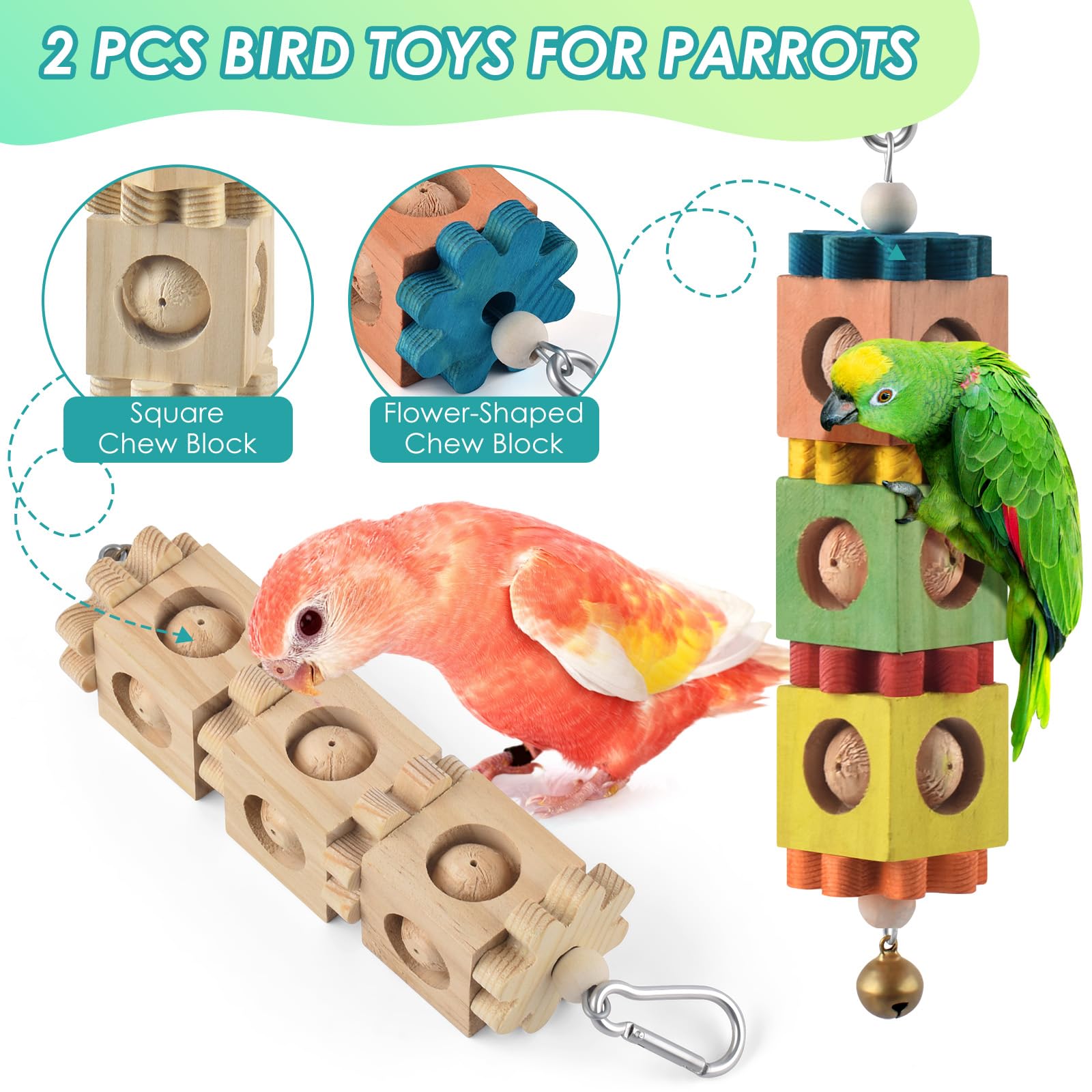 DBNESS Juguete para aves: surcos circulares y perlas para masticar y forraje