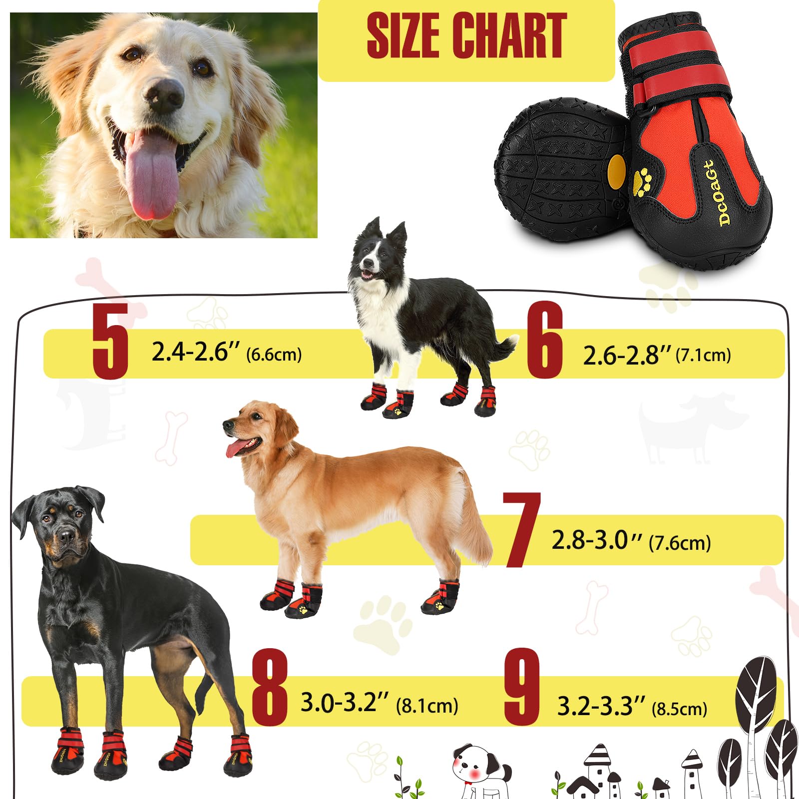 DcOaGt zapato para perro grande, suela anti-deslizante para mayor tracción.