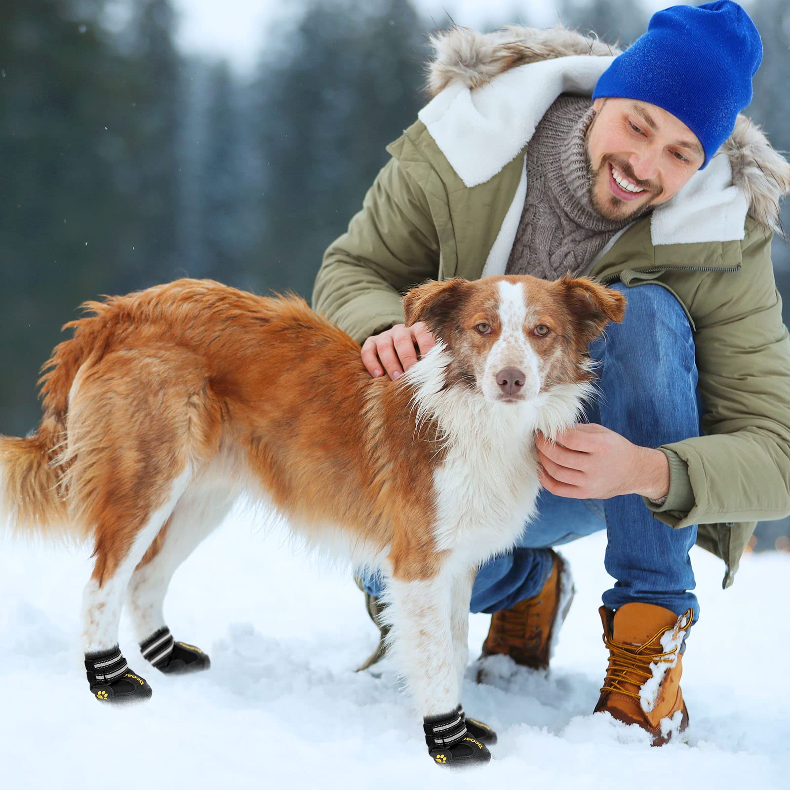 DcOaGt botas para perros grandes, detalles de cierre ajustable, evitar caídas.