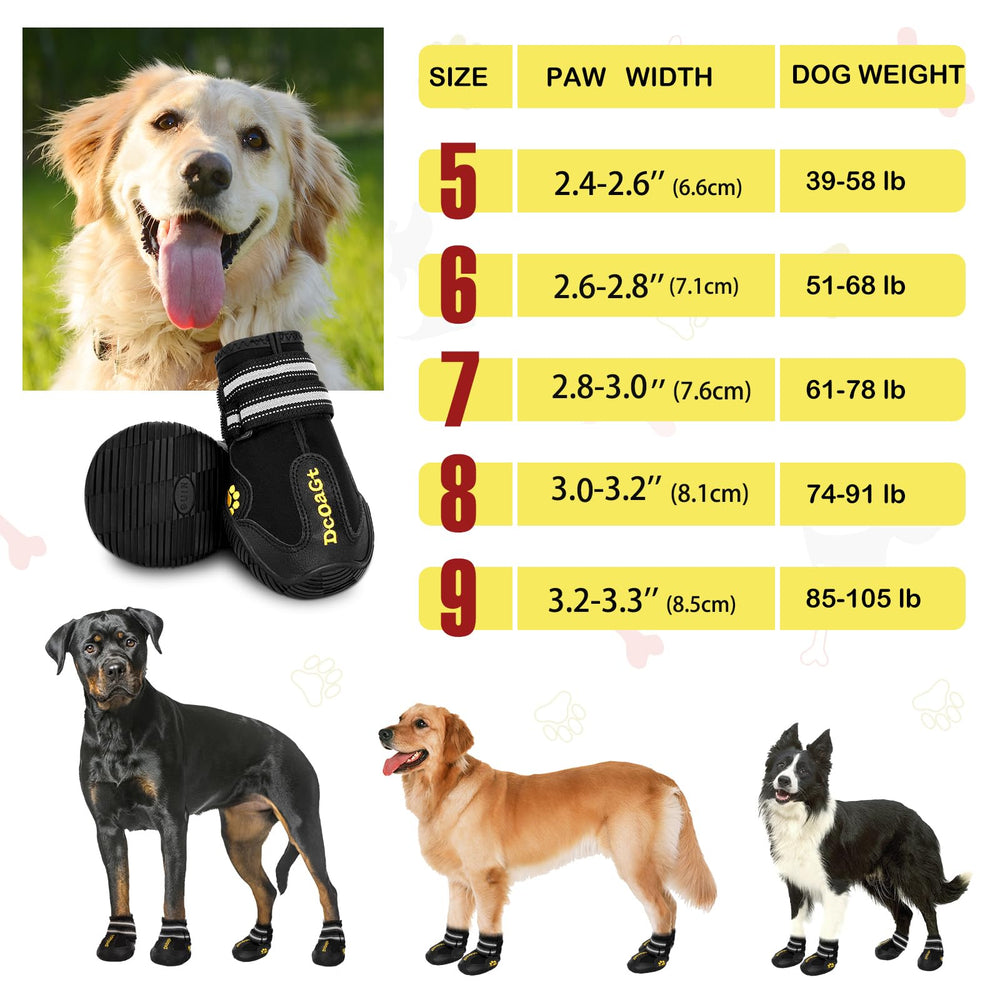 DcOaGt botas para perros grandes, vista lateral, ajuste seguro para cualquier ruta.