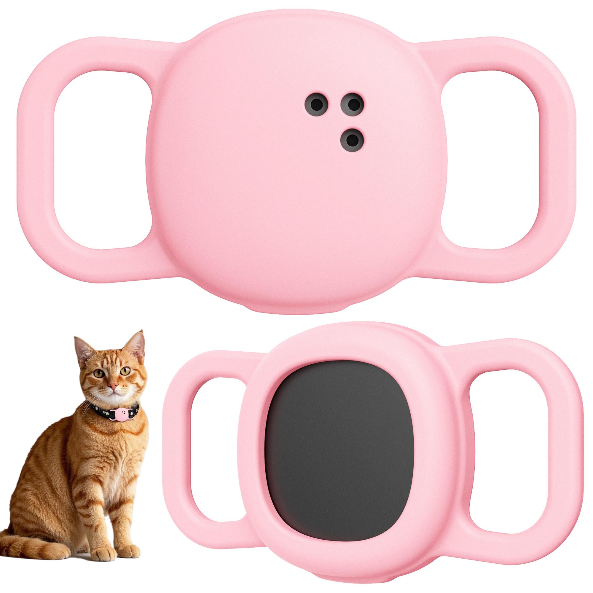 DDJ carcasa silicona para collar gato perro rosa mantiene el rastreador seguro.
