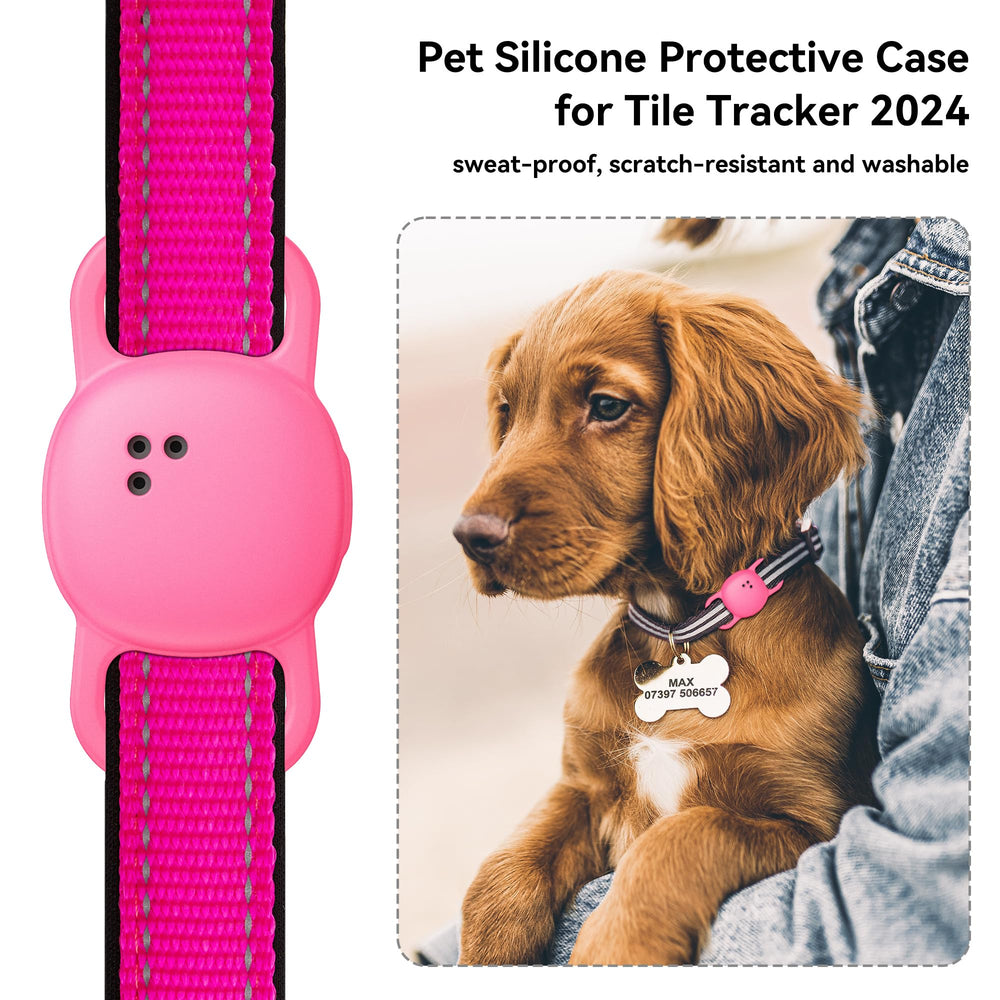 DDJ Funda rosa neón para collar y tracker, fácil de localizar.