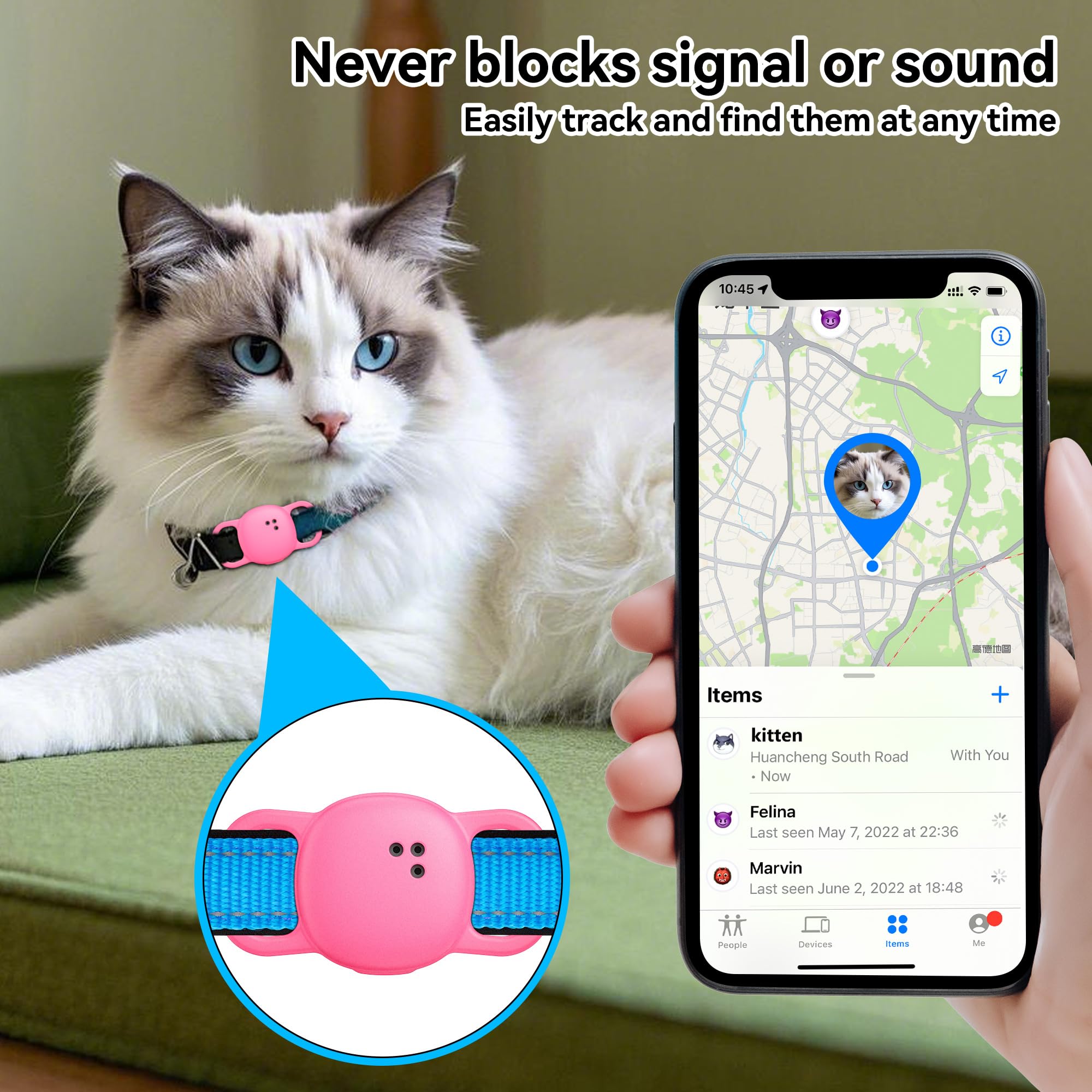 DDJ Paquete de dos fundas de silicona para collar y tracker para mascotas.