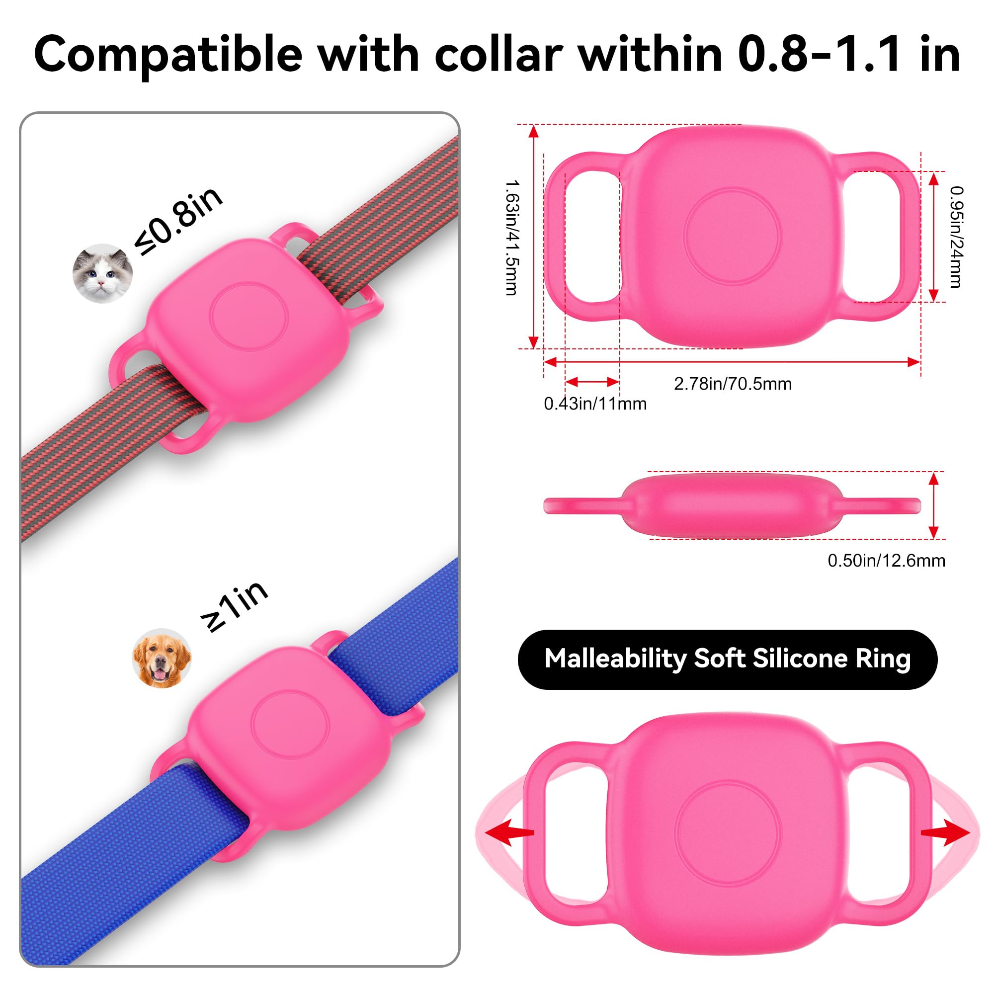Funda sin tornillos para collar DDJ, rosa, instalación rápida