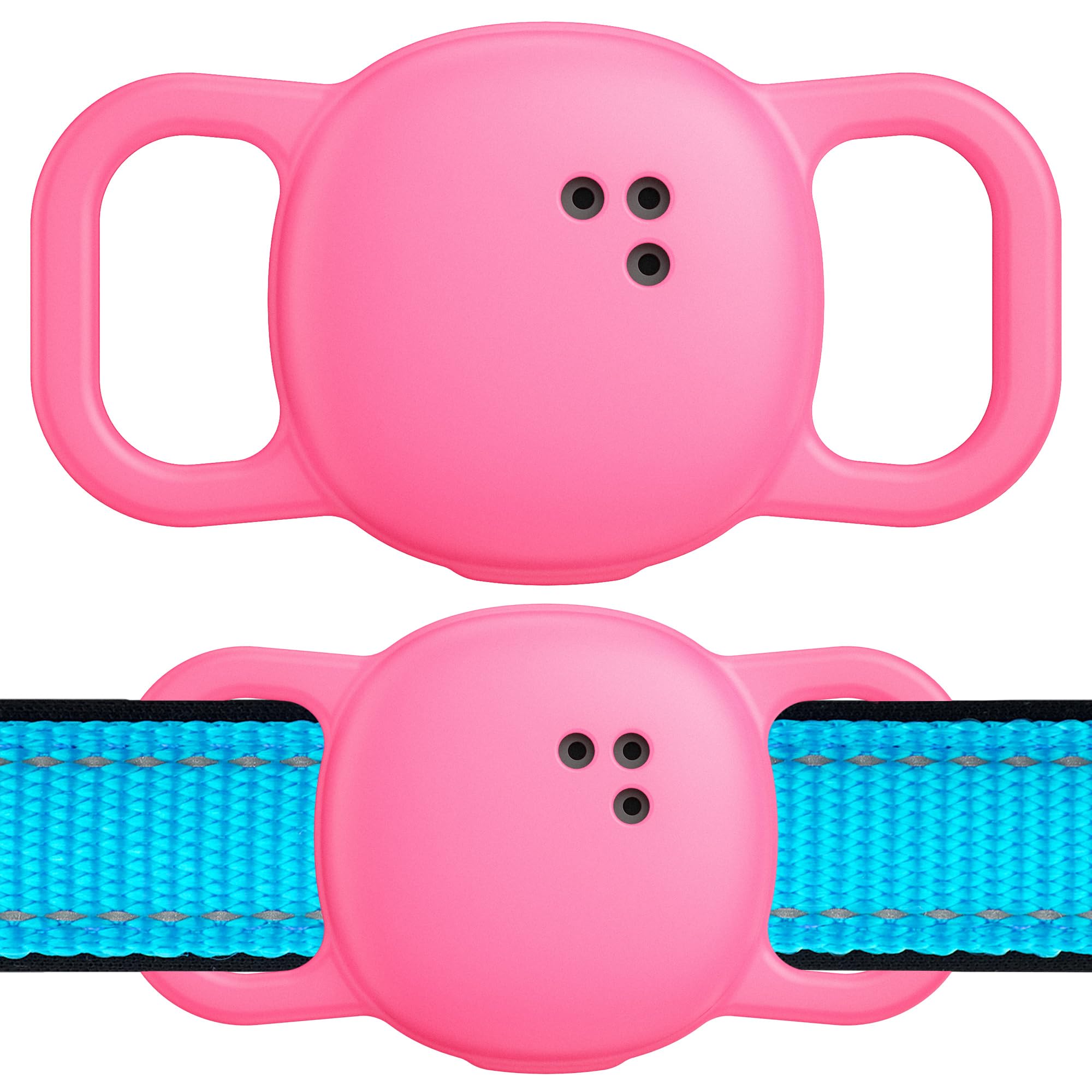 DDJ Life360 Sticker en funda de silicona neón rosa para collar, evita pérdidas.