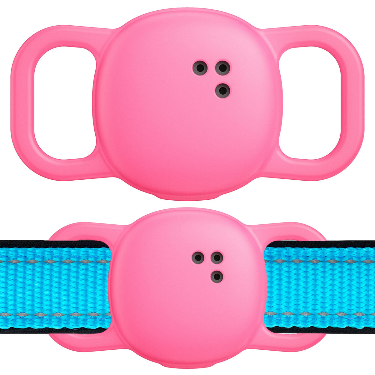 DDJ Life360 Sticker en funda de silicona neón rosa para collar, evita pérdidas.