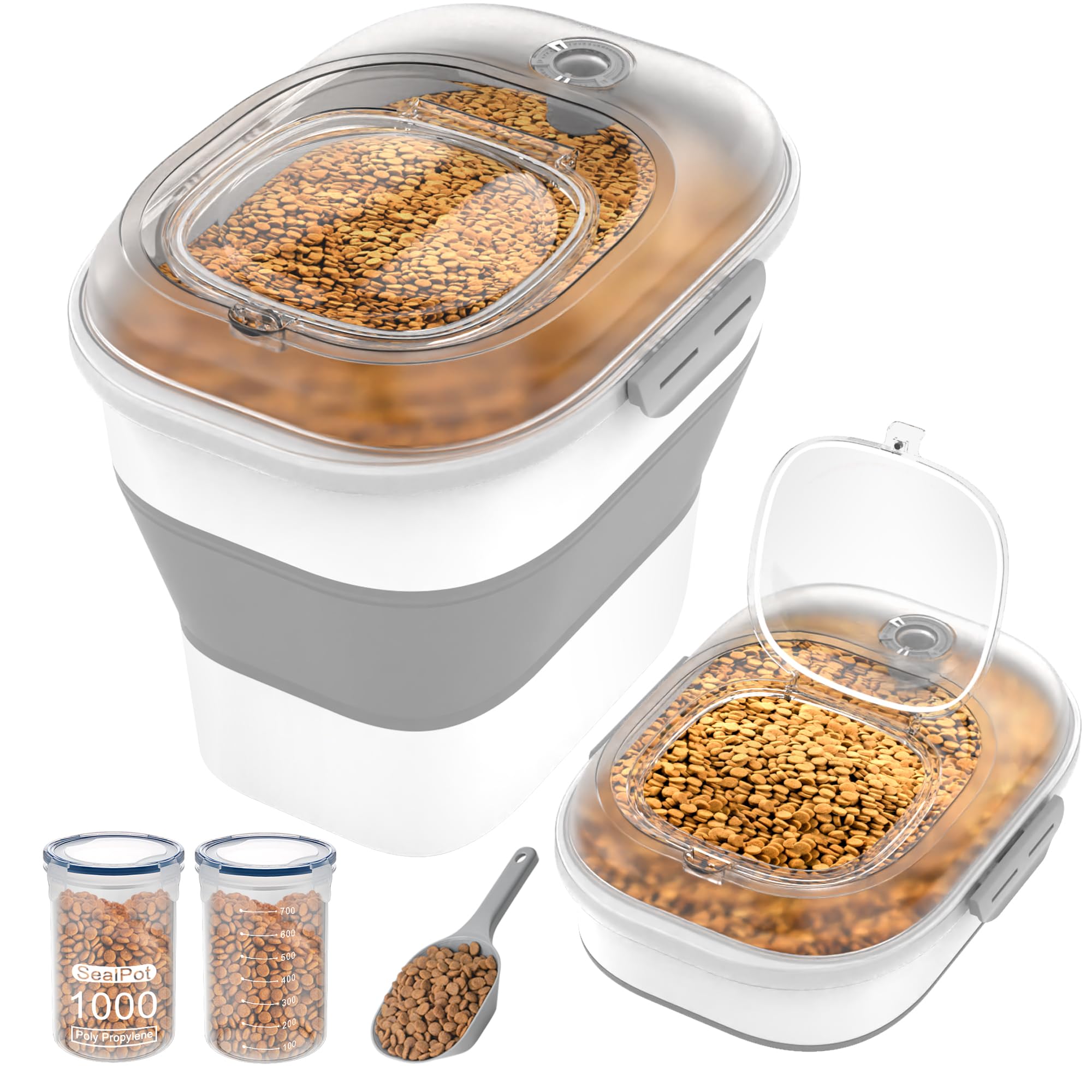 DDMOMMY contenedor alimento perro con tapa transparente para ver la cantidad restante