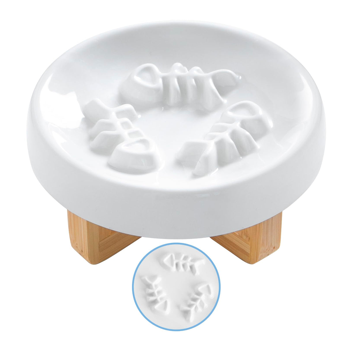 DDMOMMY comedero cerámico para gatos y perros con soporte elevado, favorece comer despacio.