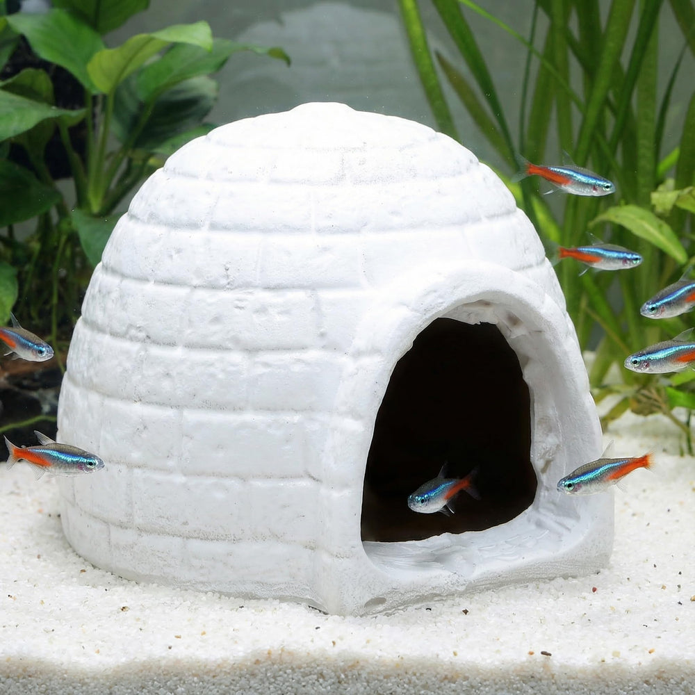 DEARMAMY cueva cria iglu acuario, ofrece escondite cómodo para pequeños peces y camarones.