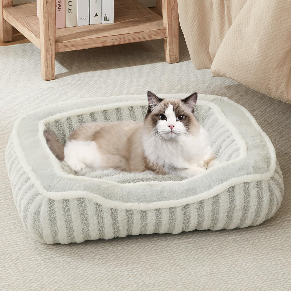 Cama DEBANG HOME para perro extra pequeño, vista frontal suave y acogedora
