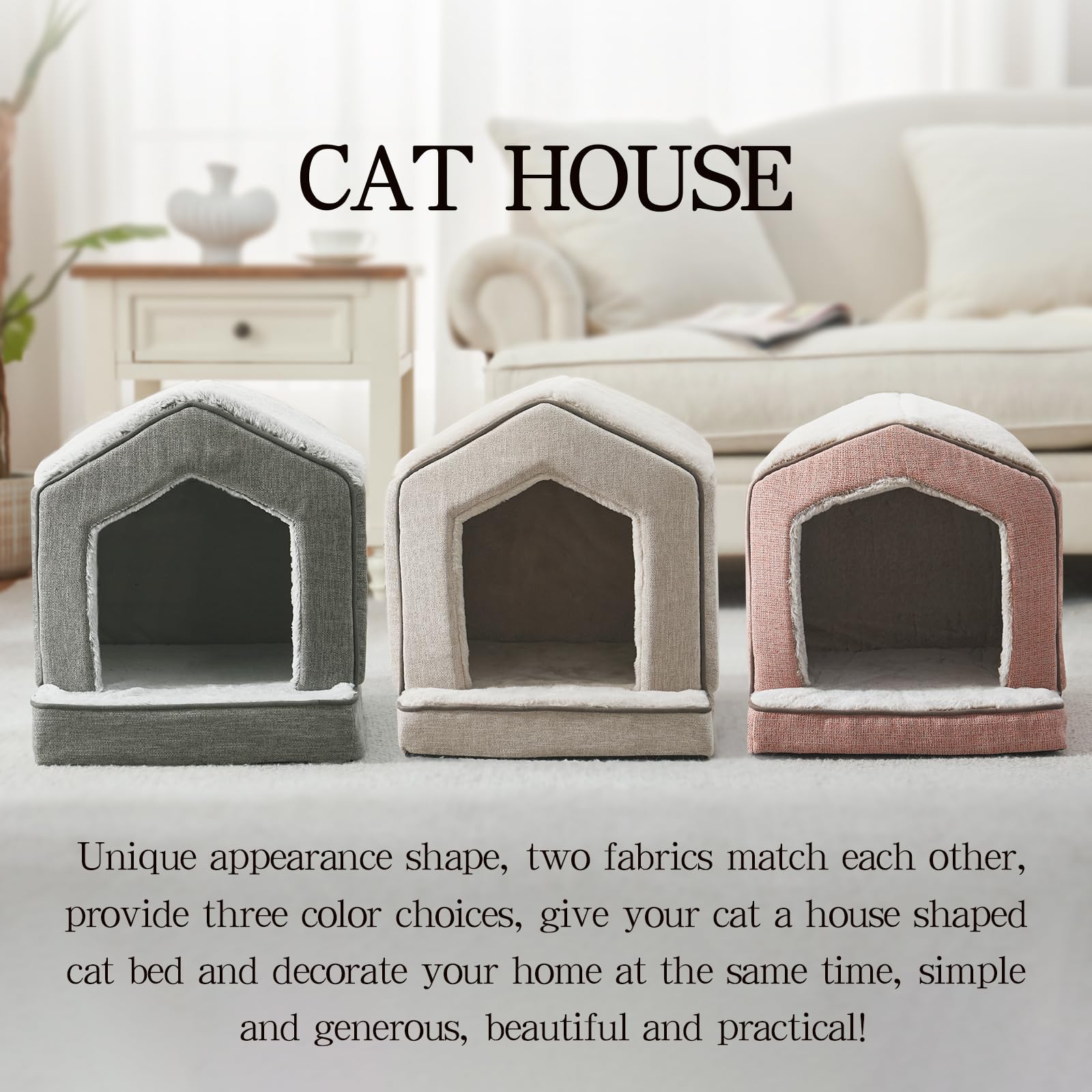 DEBANG HOME casa gato rosa, diseño elegante que combina con la decoración.