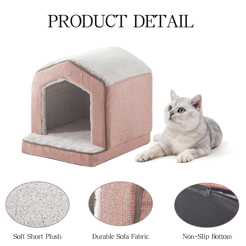 DEBANG HOME casa gato rosa, exterior tejido duradero para uso diario.