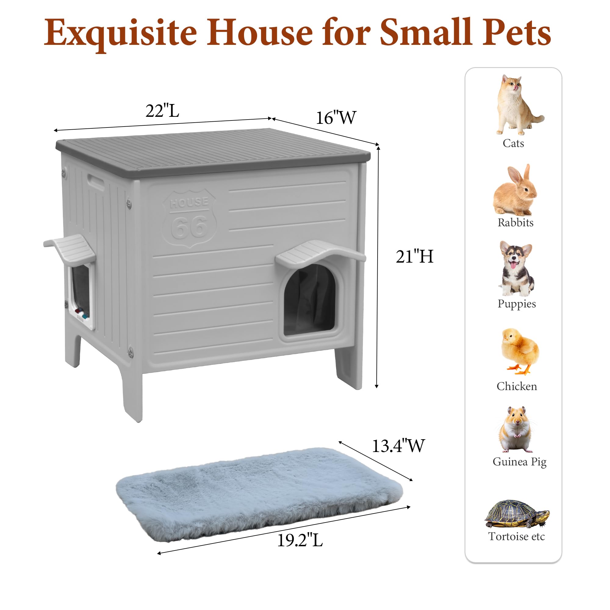 Deblue Cat House dimensiones 22x16x21 para 1-2 gatos