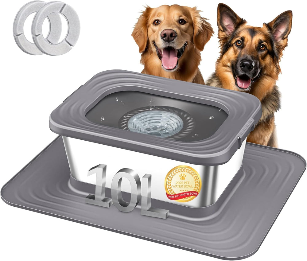 Decflow bebederos para perros 10L de acero inoxidable, ideal para grandes razas.