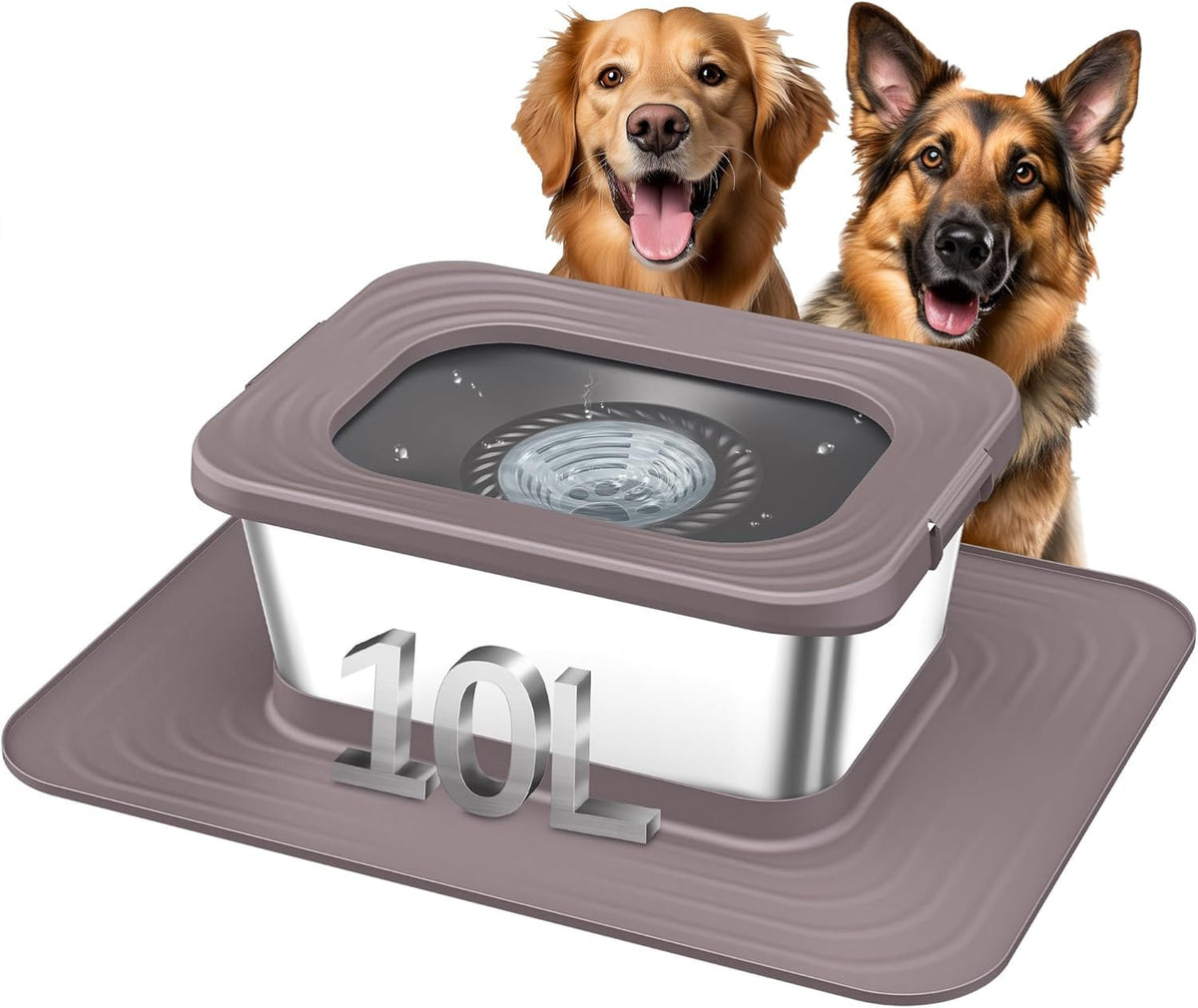 Decflow cuenco para perros de 10L en acero inoxidable, ideal para beber sin derrames.