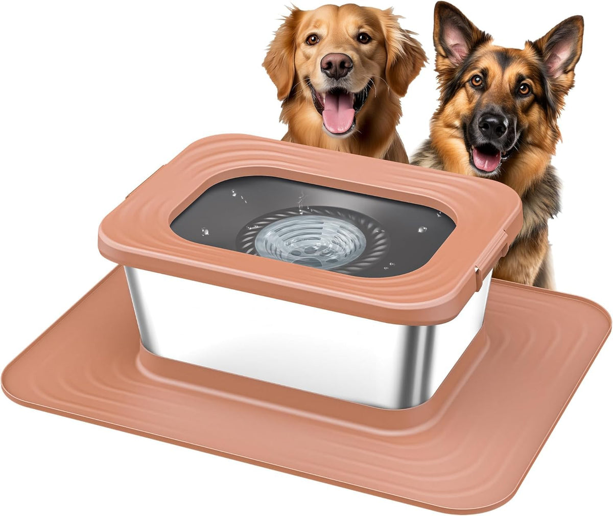 Decflow tazón de agua para perro 10L, acero inoxidable rosa, gran capacidad.