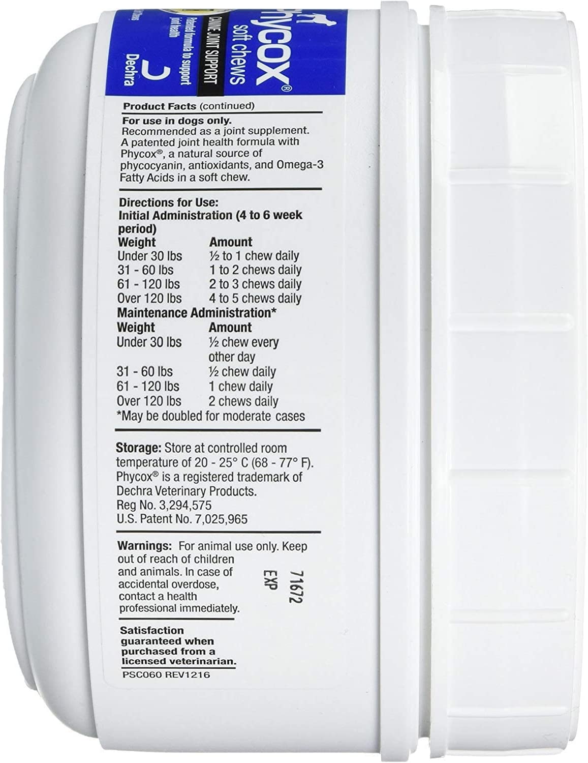 Dechra Phycox masticables suaves, uso recomendado para perros activos.
