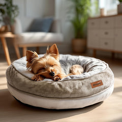 Deconovo cama para perro calmante en forma de dona, confort suave para perros pequeños.