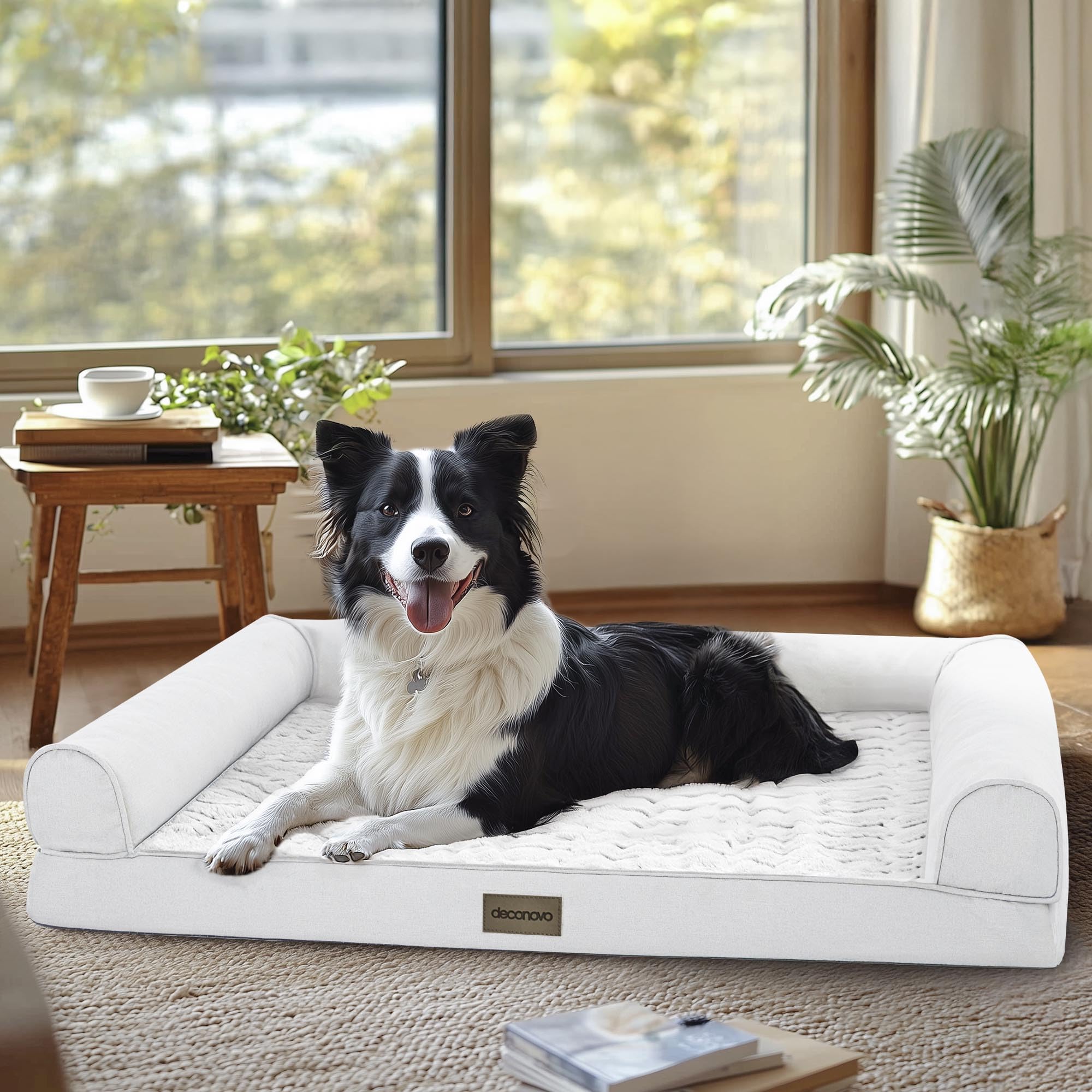 Deconovo cama para perros con espuma panales para alivio de presión