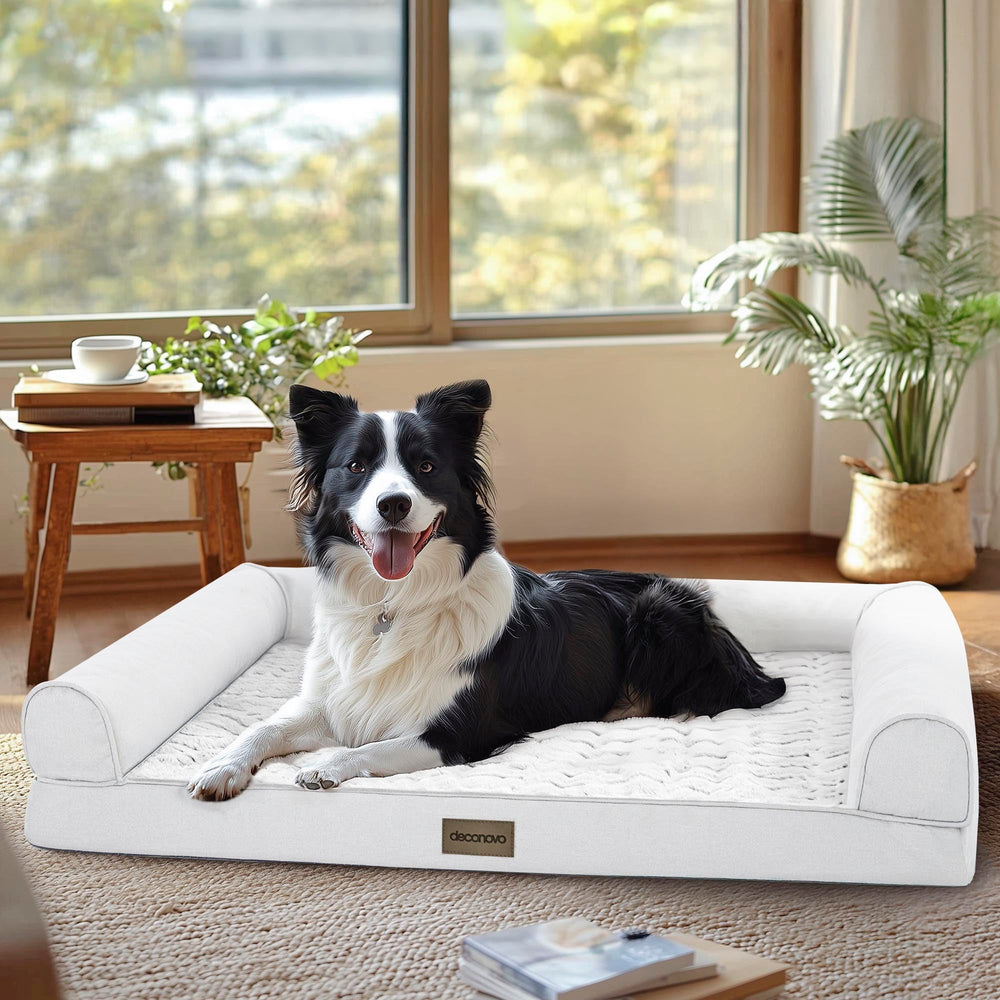 Deconovo cama para perro tapizada en terciopelo PV, tacto suave