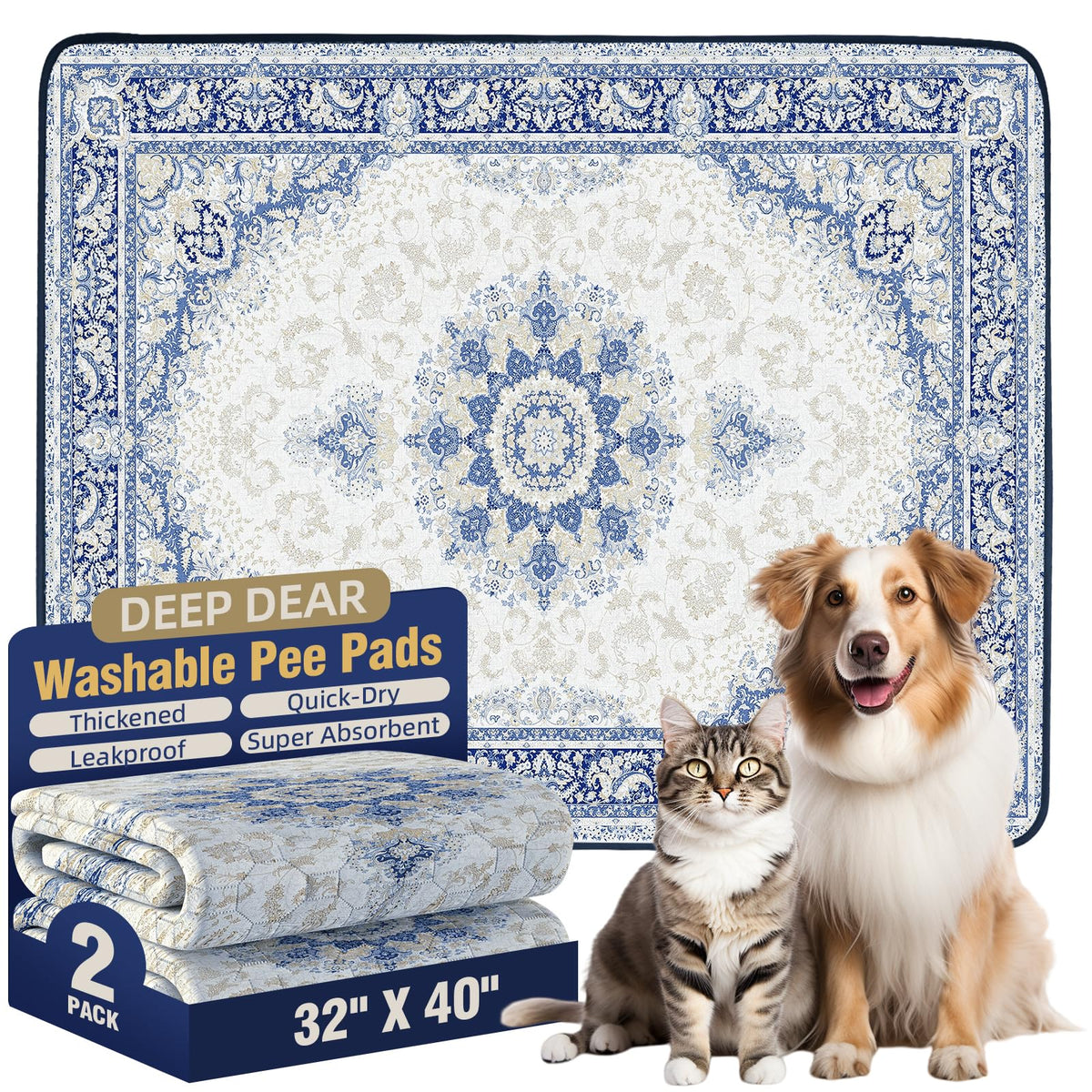 Almohadillas Deep Dear para entrenamiento de perros, 32x40 pulgadas, 2 piezas incluidas