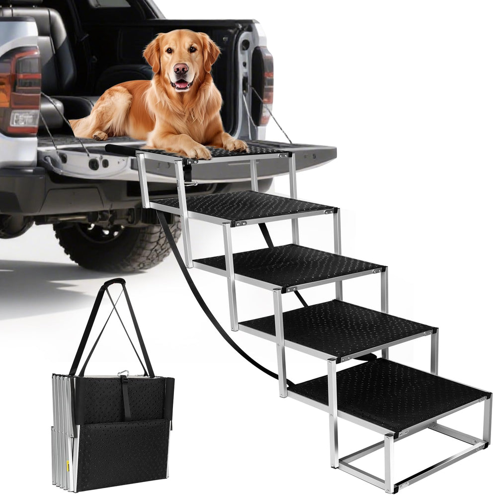 DeerGym escalera de 5 pasos para perros grandes, facilita subir al coche con seguridad.