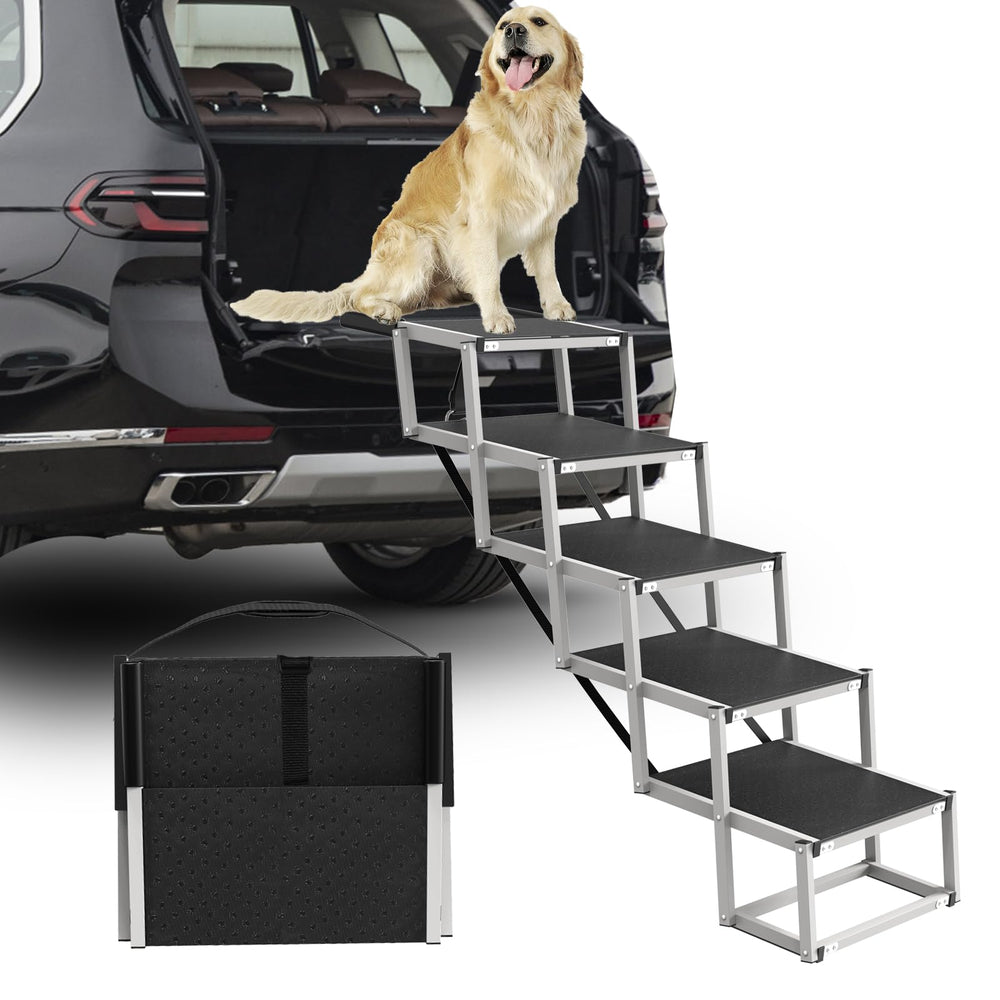 DeerGym escaleras para perros grandes de 5 pasos, acceso cómodo al coche.