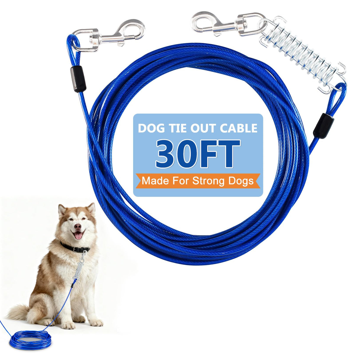 Deisunpet cable para perro con gancho giratorio 360° para paseos sin enredos.
