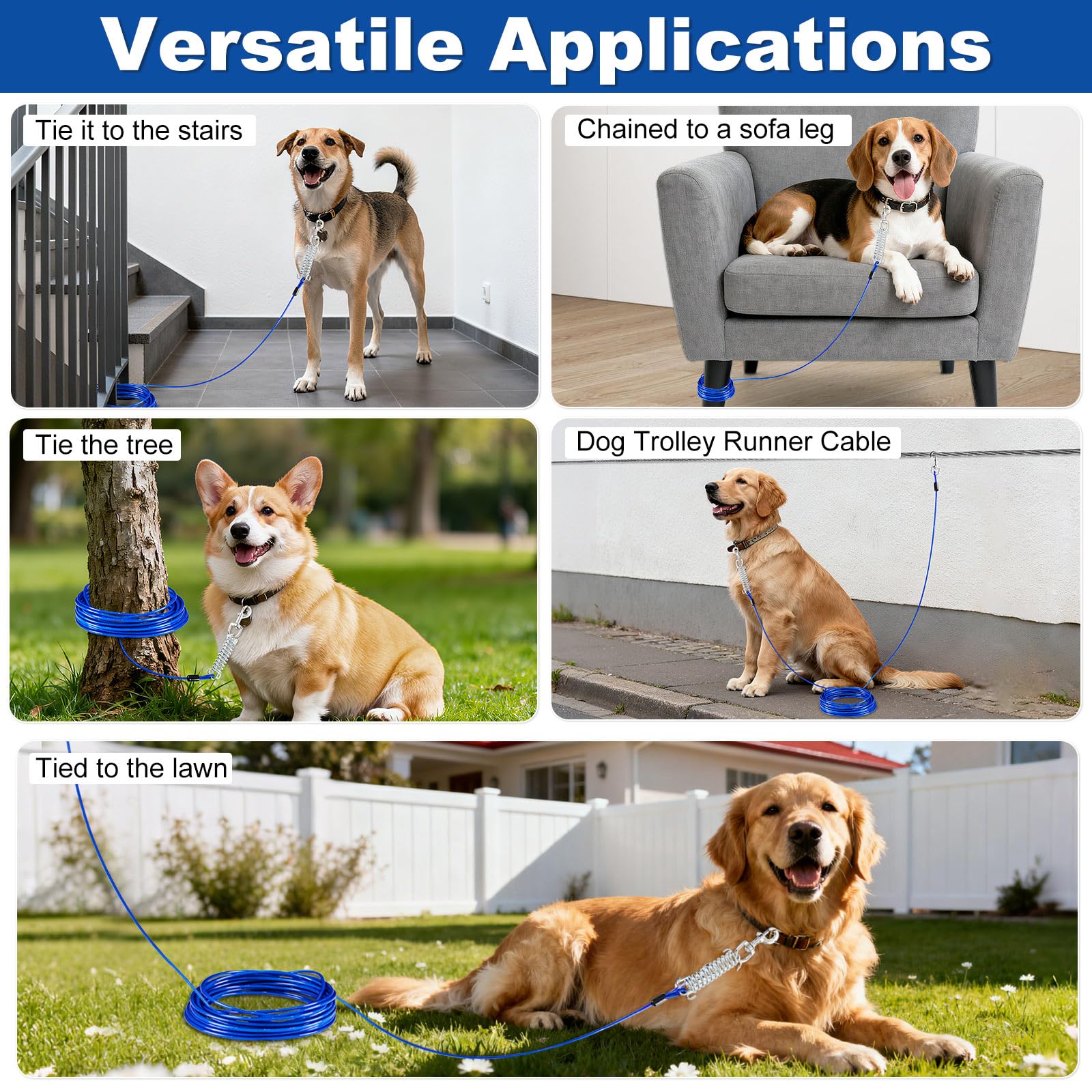 Deisunpet cable ligero y duradero para mascotas activas.
