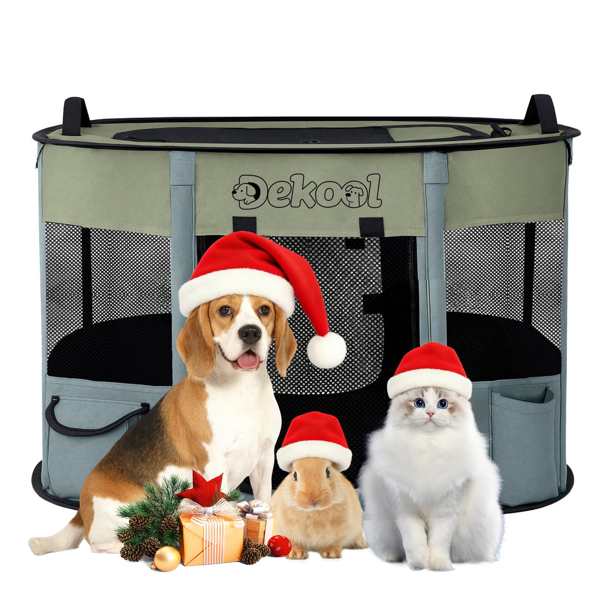 Dekool jaula plegable para perros y gatos, portátil y fácil de montar.